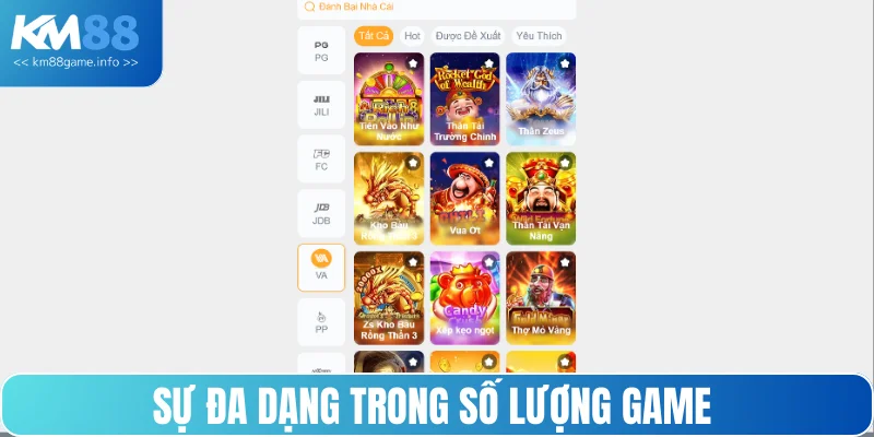 Sự đa dạng trong số lượng game